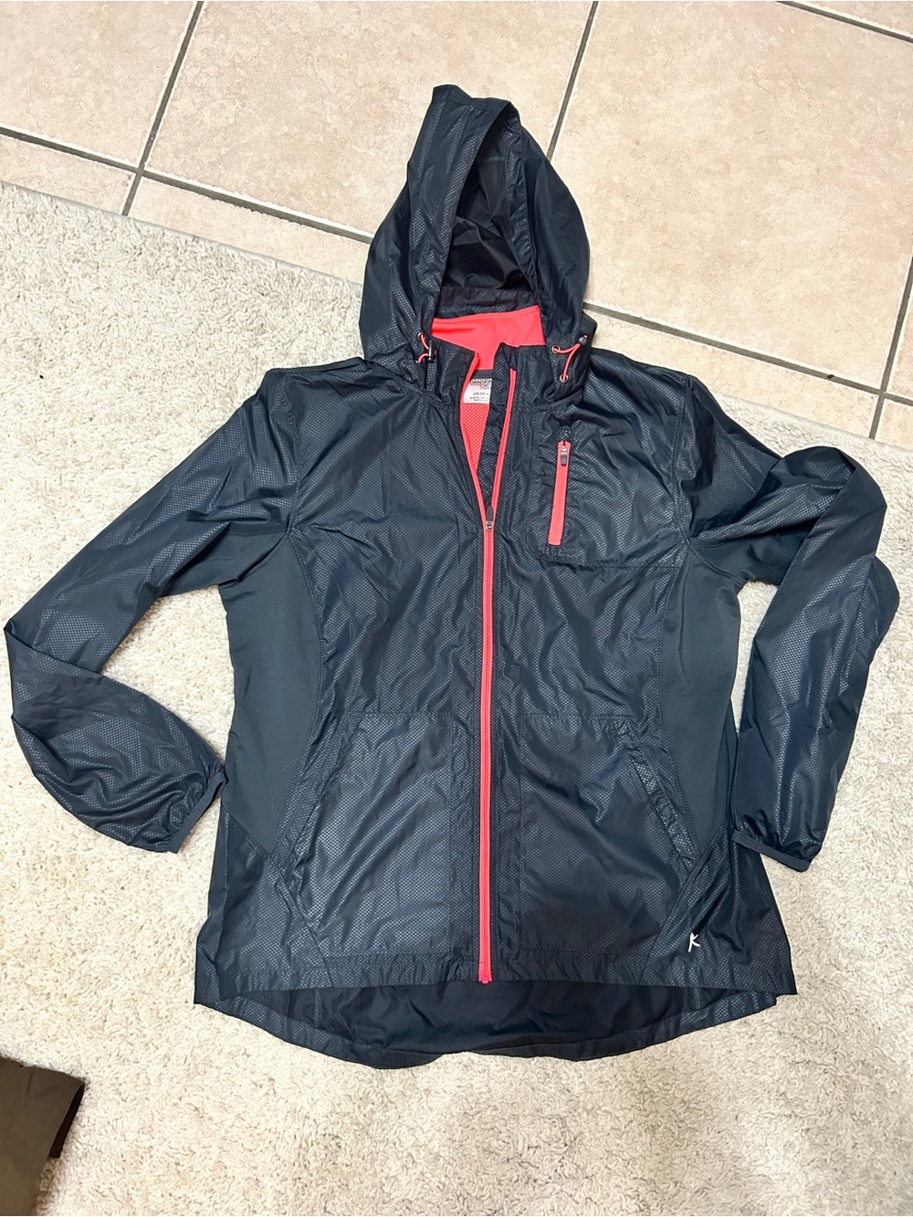 Danskin dark gray Hooded Shell Jacket with Coral Accents